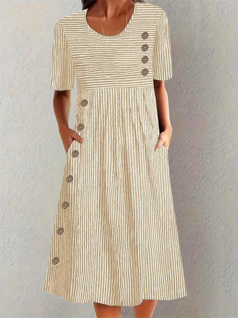 Myrren™ | Round-neck Striped Dress