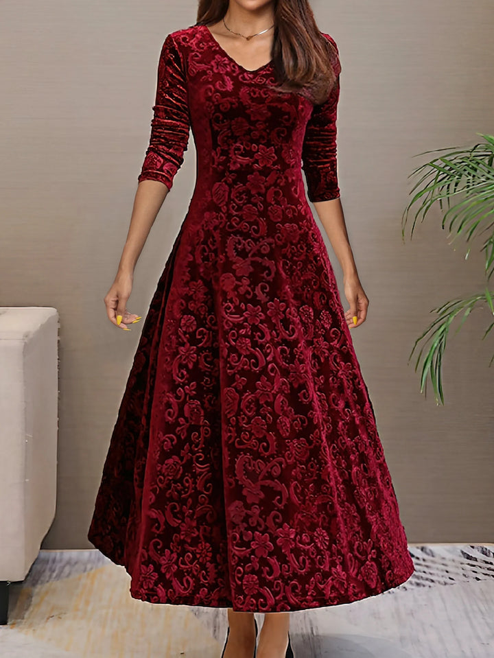 Elsynne™ | Velvet V-neck Dress