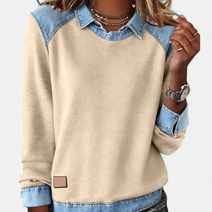 Ysolyn™ | Long Sleeved Denim Sweater