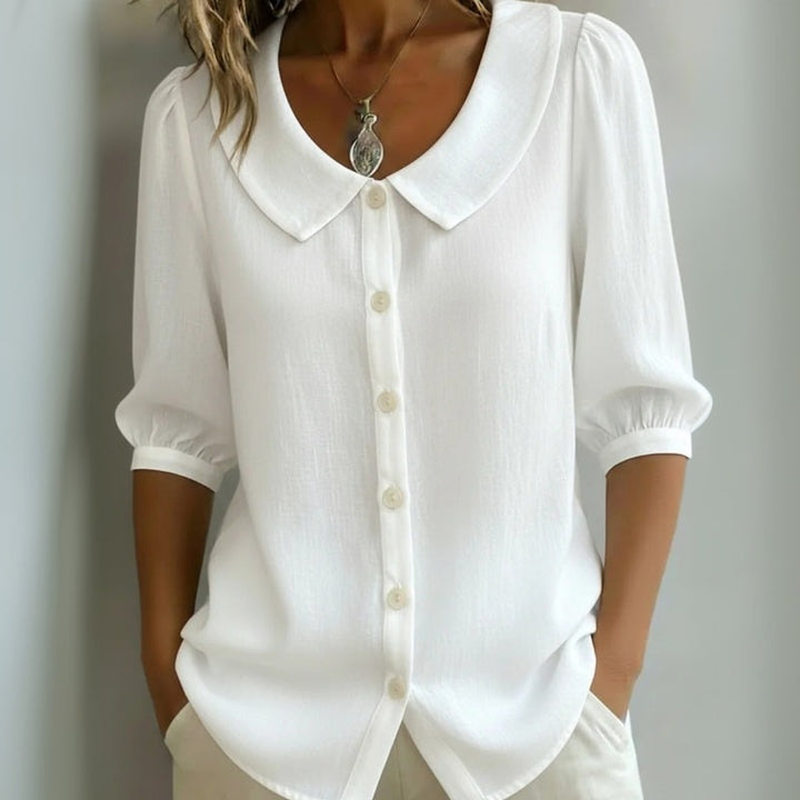 Céline™ | Casual Solid Blouse with Round Neck
