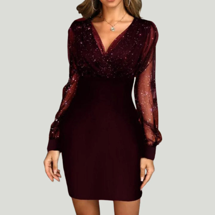 Faylisse™ | Sequin Sheer Sleeved Dress