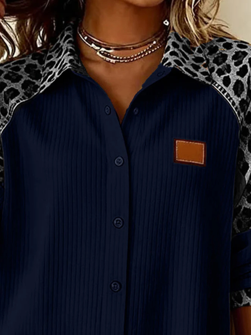 Norvyn™ | Leopard Sleeved Button-Down Blouse