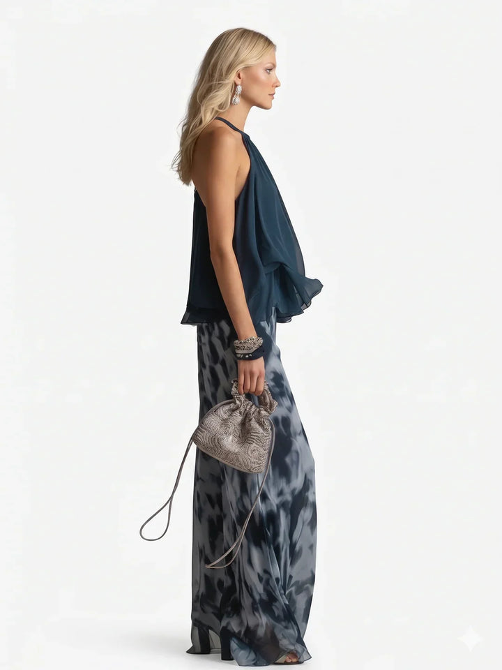 Elegant two-piece chiffon suit
