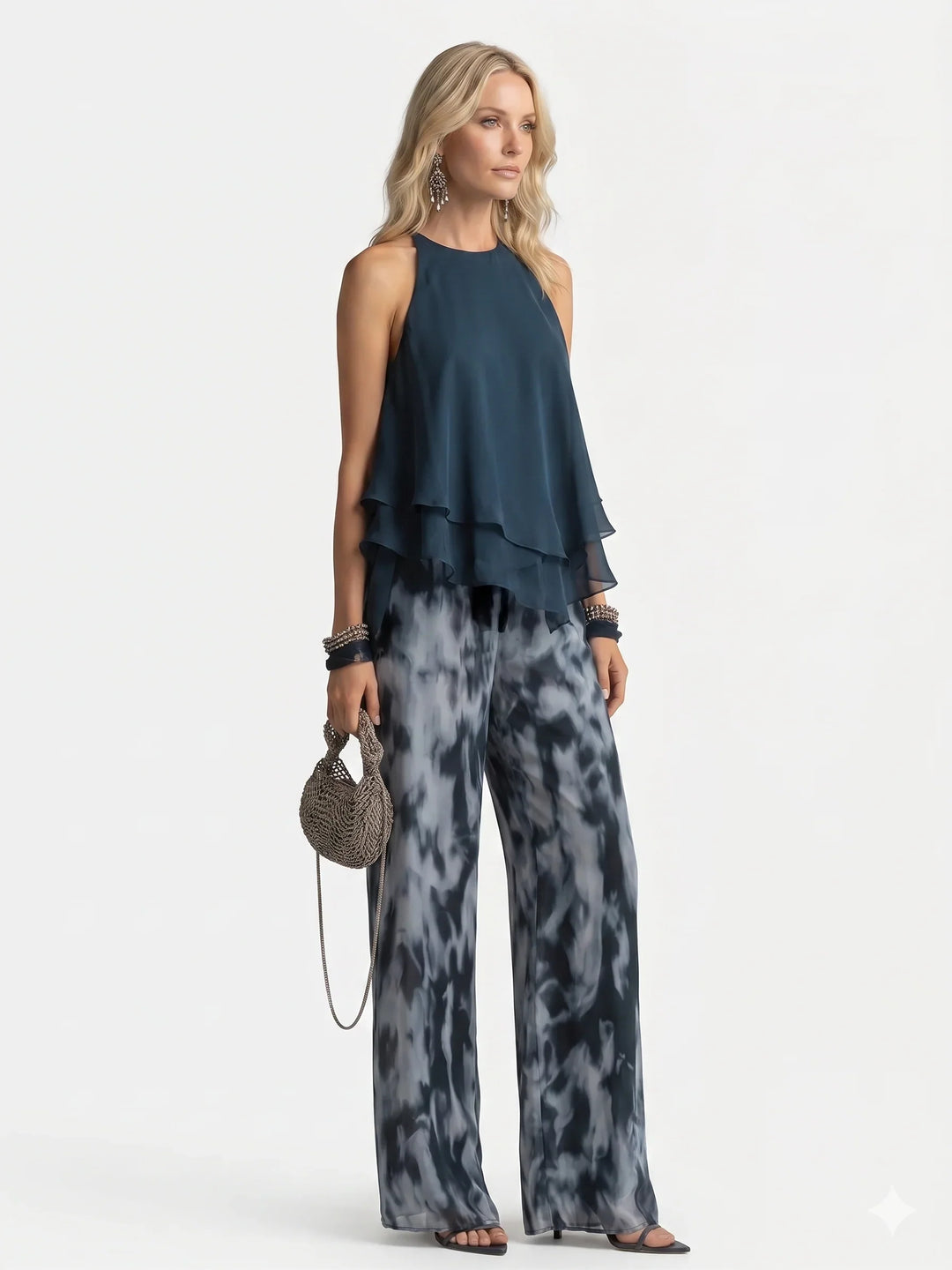 Elegant two-piece chiffon suit