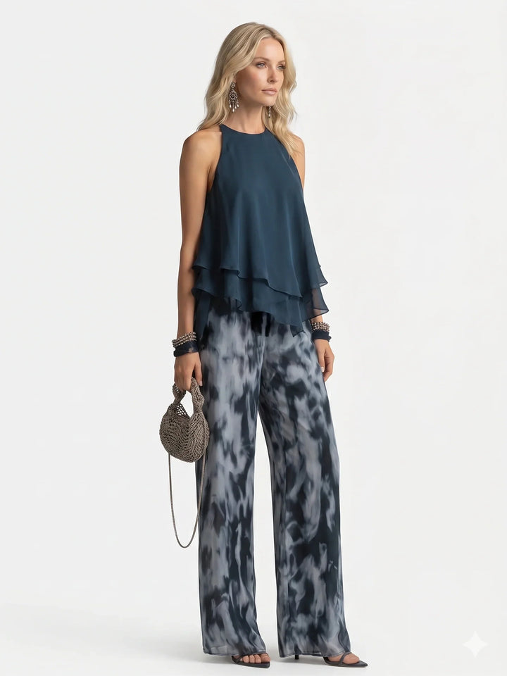 Elegant two-piece chiffon suit