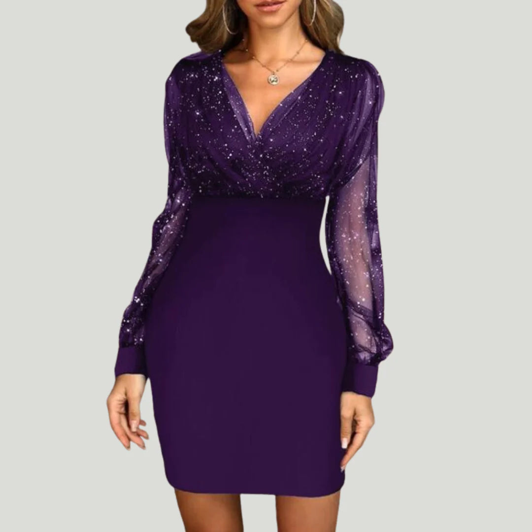 Faylisse™ | Sequin Sheer Sleeved Dress