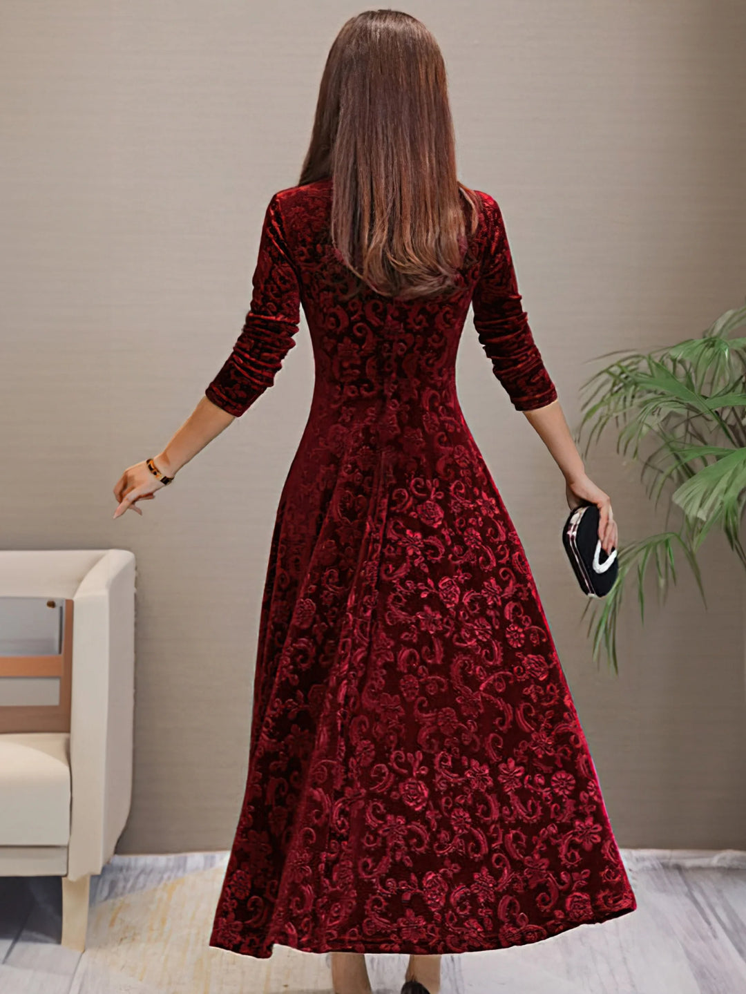 Elsynne™ | Velvet V-neck Dress
