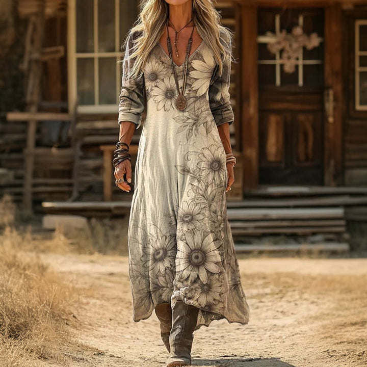 Elara | Vintage-Inspired Long Sleeve Casual Dress
