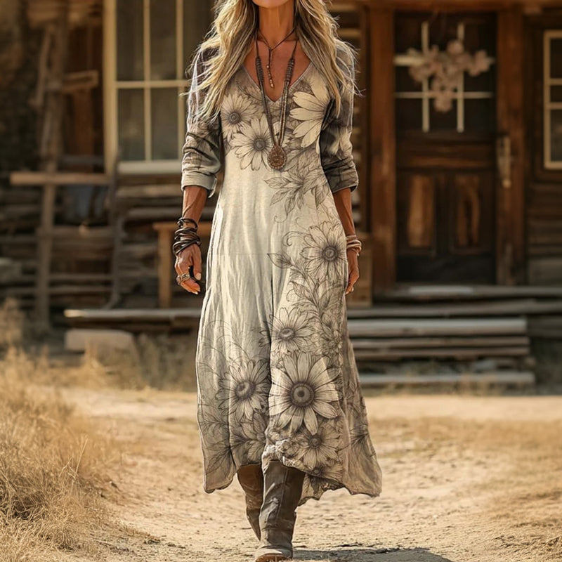 Elara | Vintage-Inspired Long Sleeve Casual Dress