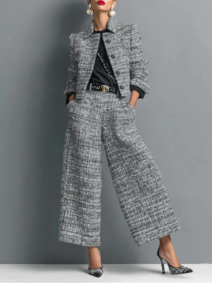 Loryssa™ |  Elegant tweed jacket and trouser set