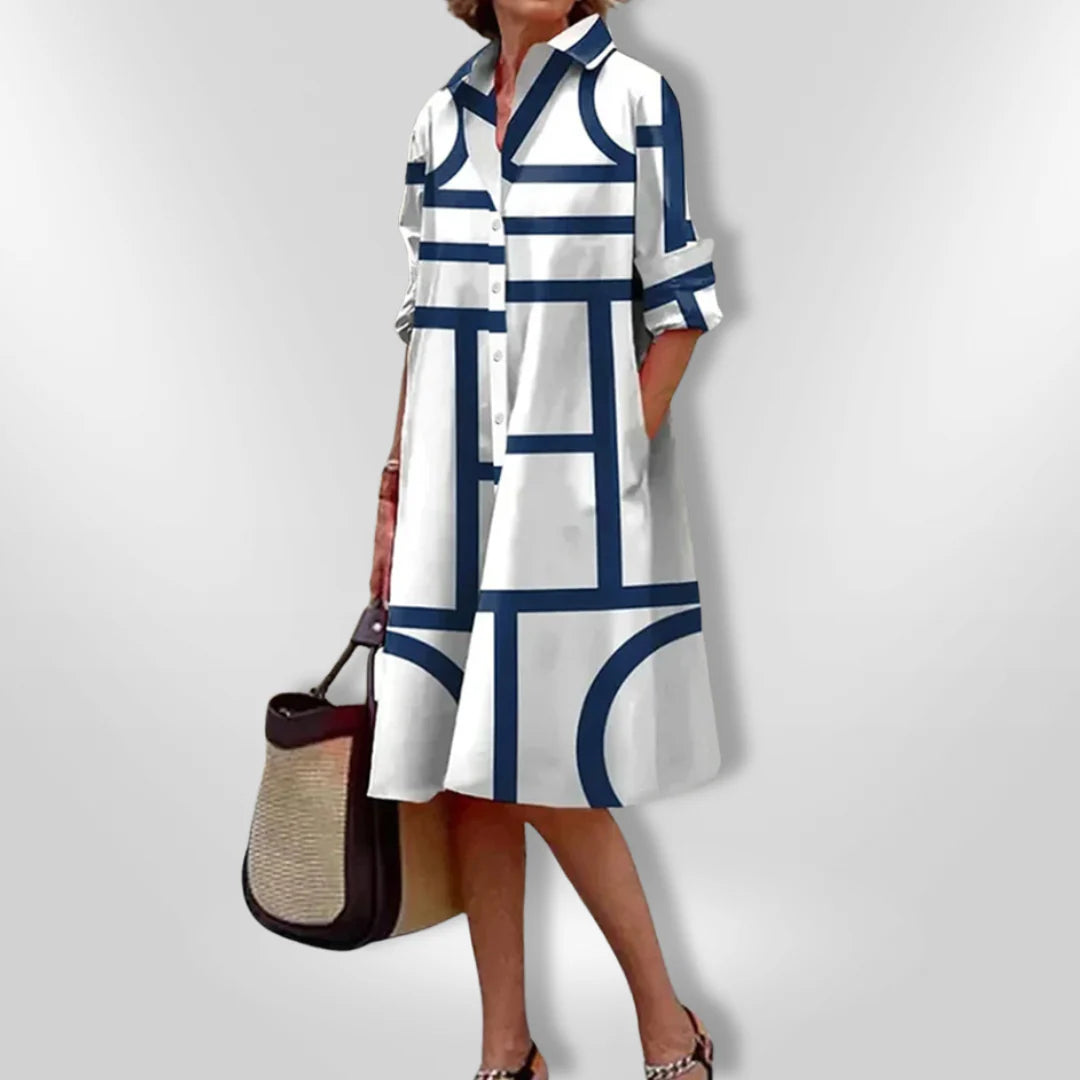 Roxanne™ | Modern Geometric Midi Dress