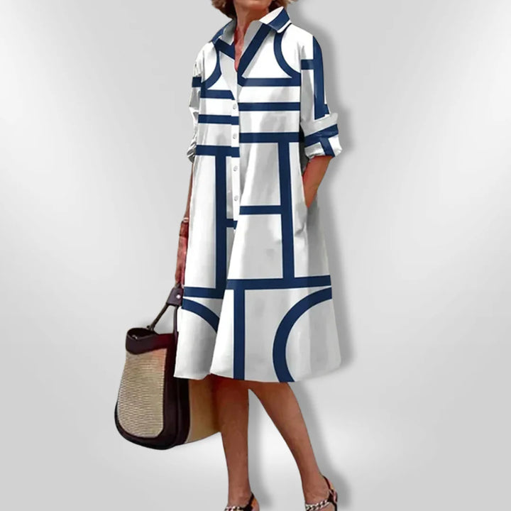 Roxanne™ | Modern Geometric Midi Dress