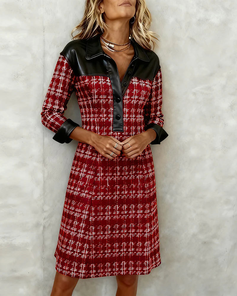 Felina™ | Cheque Print Leather Dress