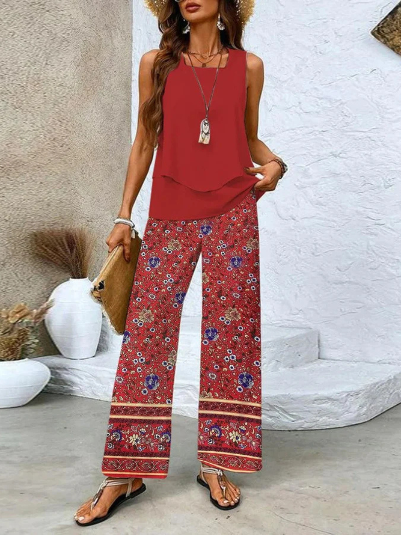 Ovelynra™ | Sleeveless Top and Wide Pants