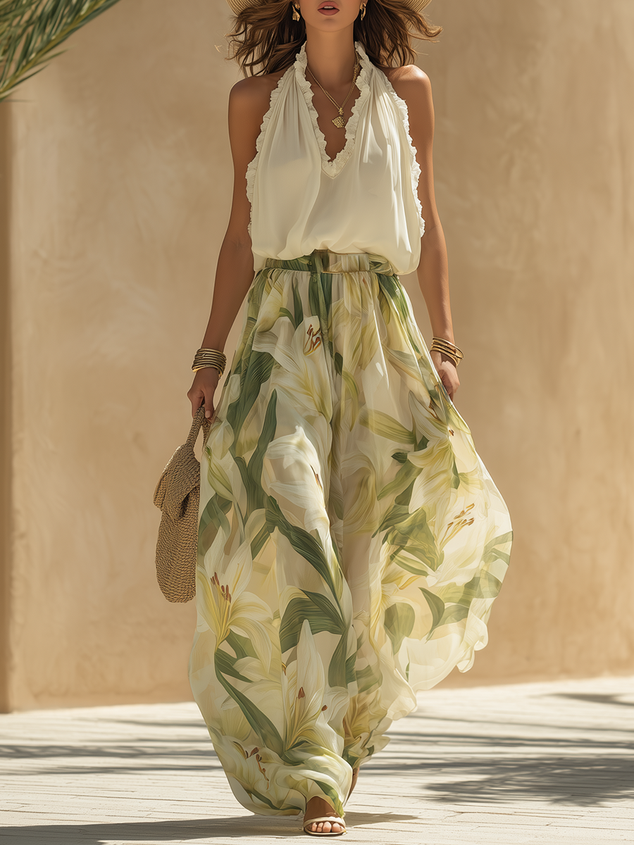 Lysandra | Elegant Lily-Print Fluid Set
