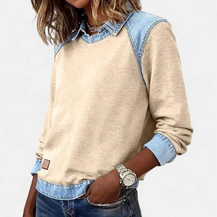 Ysolyn™ | Long Sleeved Denim Sweater