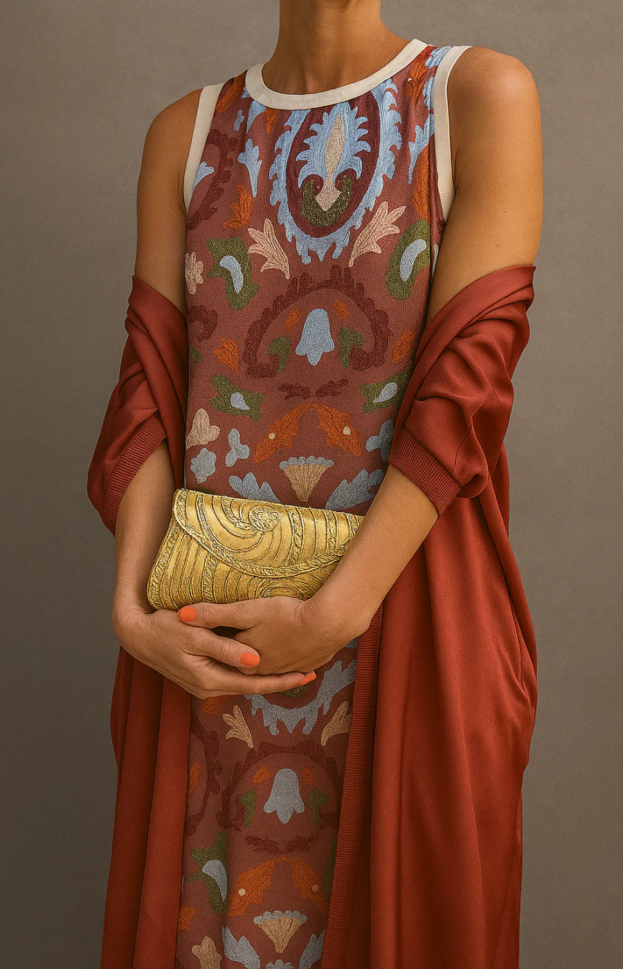 Crystal™ | Elegant maxi dress with matching stole