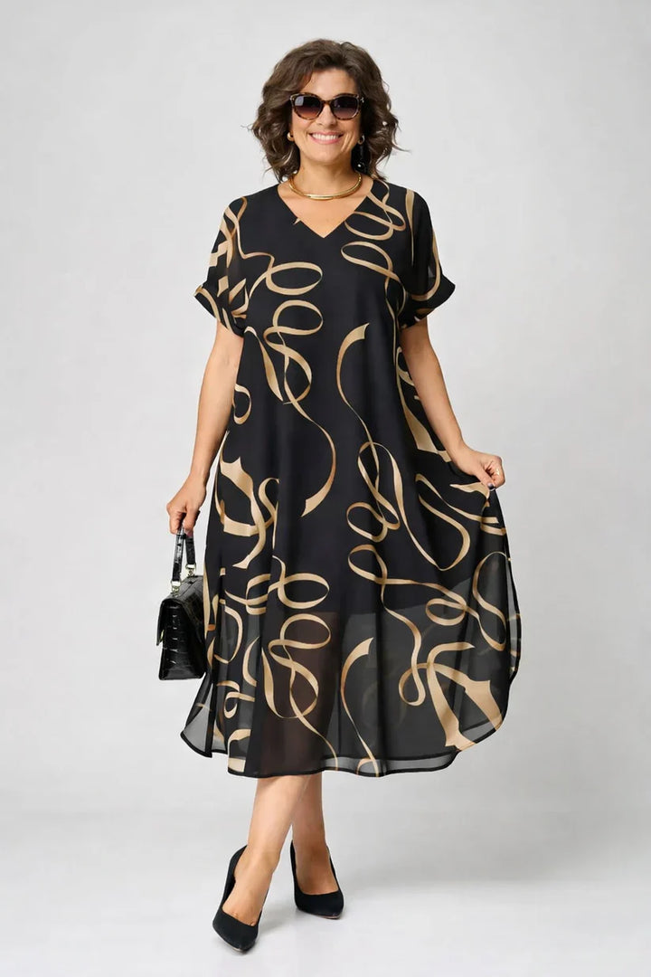 Elara V-Neck Midi Dress