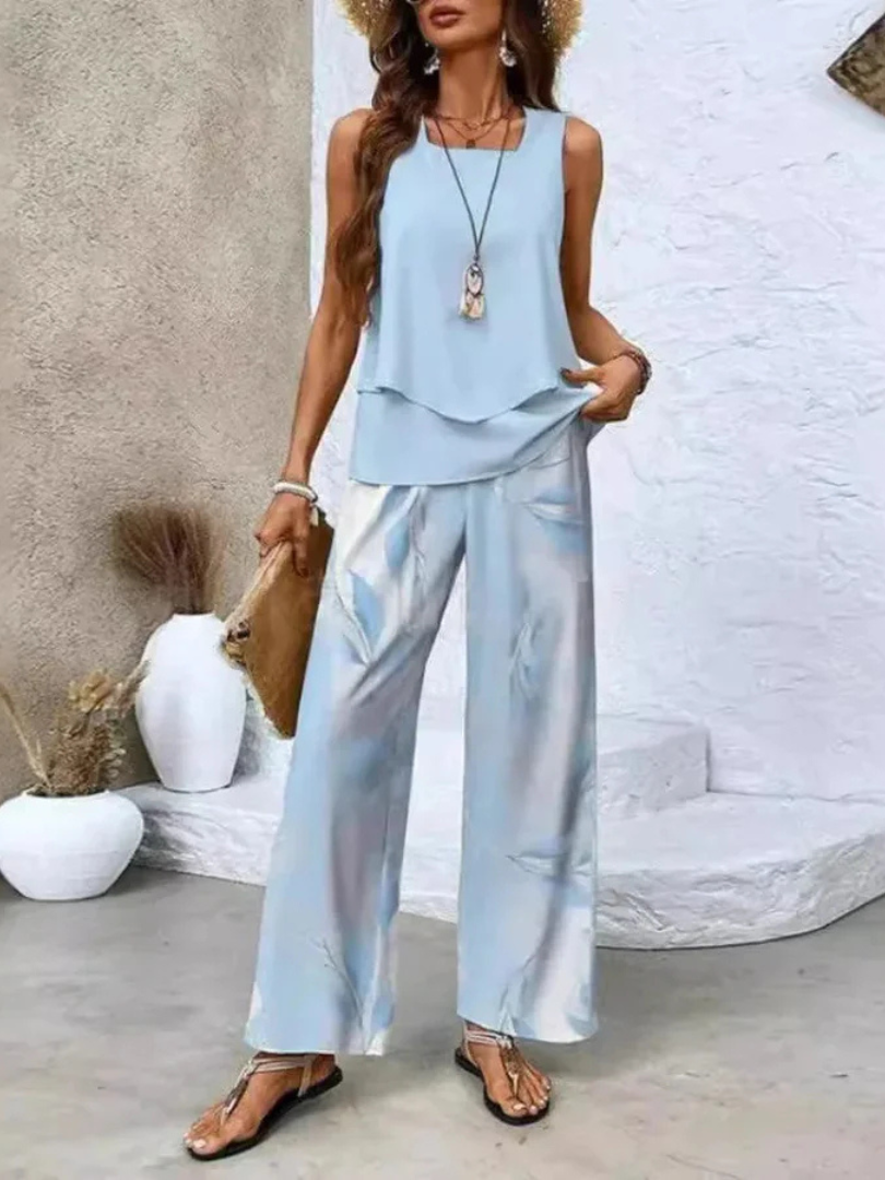 Ovelynra™ | Sleeveless Top and Wide Pants