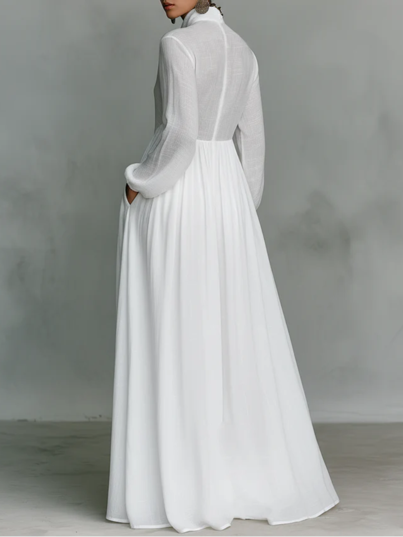 Arvessa™ | Long Sleeve Button-Front Maxi Dress