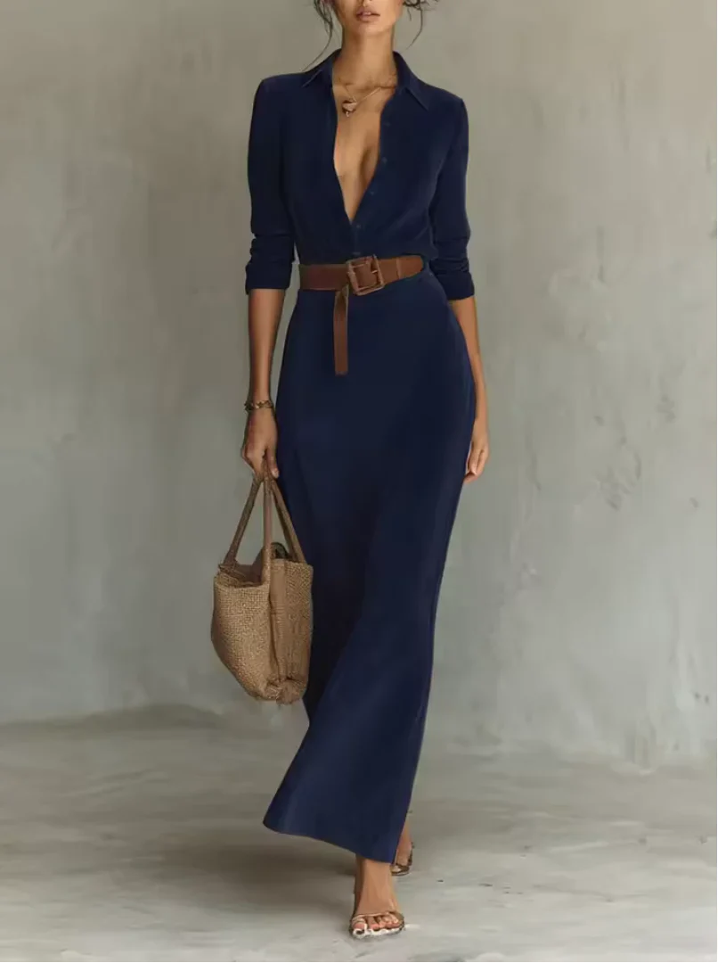 Soralyn™ | Faux Suede Belted Maxi Dress