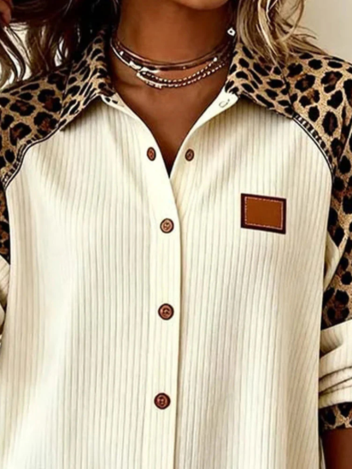 Norvyn™ | Leopard Sleeved Button-Down Blouse