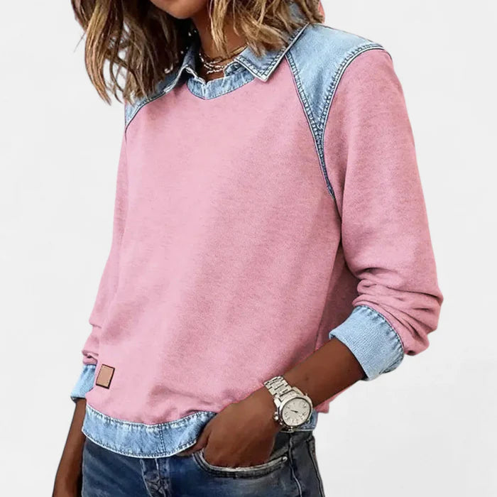Ysolyn™ | Long Sleeved Denim Sweater