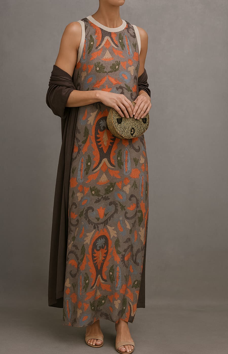 Crystal™ | Elegant maxi dress with matching stole