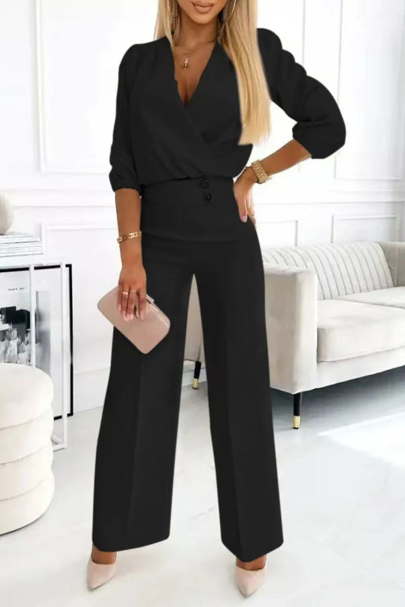 Pherina™ | Elegant Wide-Leg Suit Set
