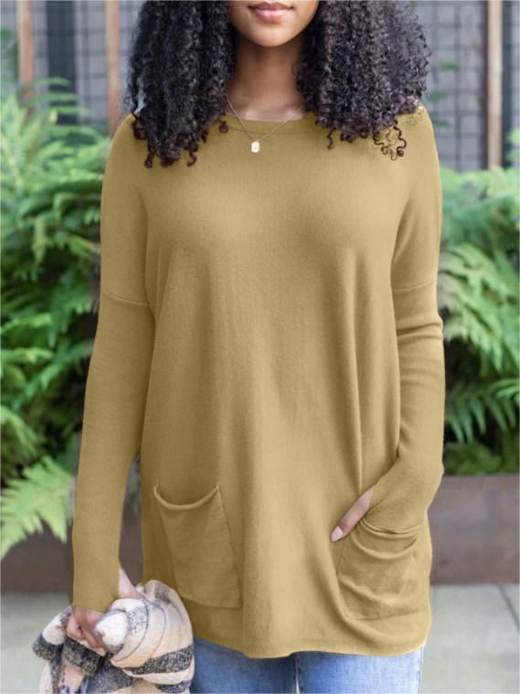 🎁Hot Sale 50% OFF⏳LONG SLEEVE THUMBHOLE SWEATER POCKET TUNIC