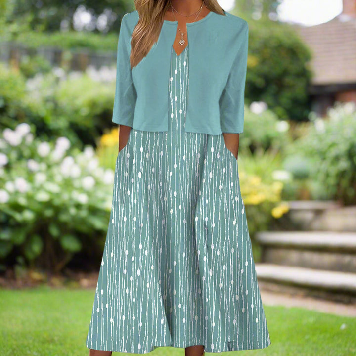 Roselith™ | Chic Floral Midi Dress with Jacket