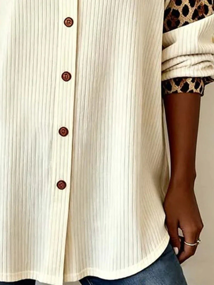 Norvyn™ | Leopard Sleeved Button-Down Blouse