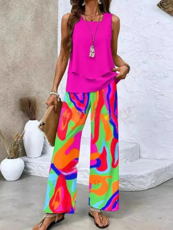 Ovelynra™ | Sleeveless Top and Wide Pants