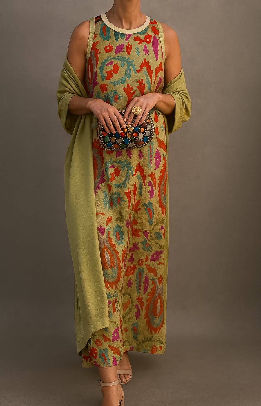 Crystal™ | Elegant maxi dress with matching stole