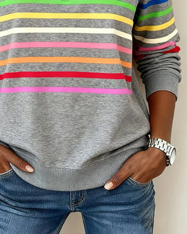 Evonelle™ | Stylish Rinbow Striped Sweater