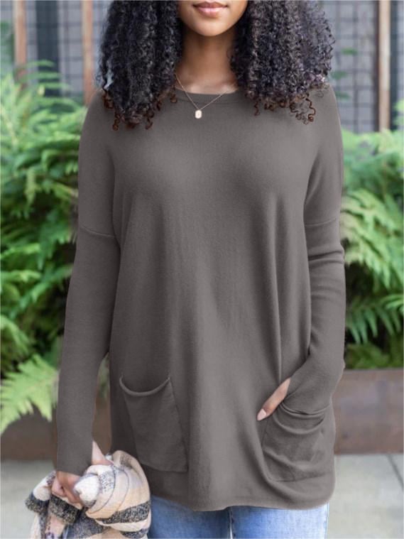 🎁Hot Sale 50% OFF⏳LONG SLEEVE THUMBHOLE SWEATER POCKET TUNIC