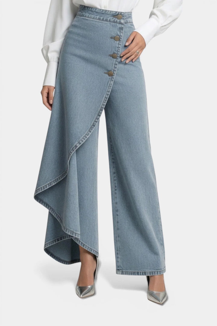 Ava™ | Denim Wrap Wide-Leg Pants