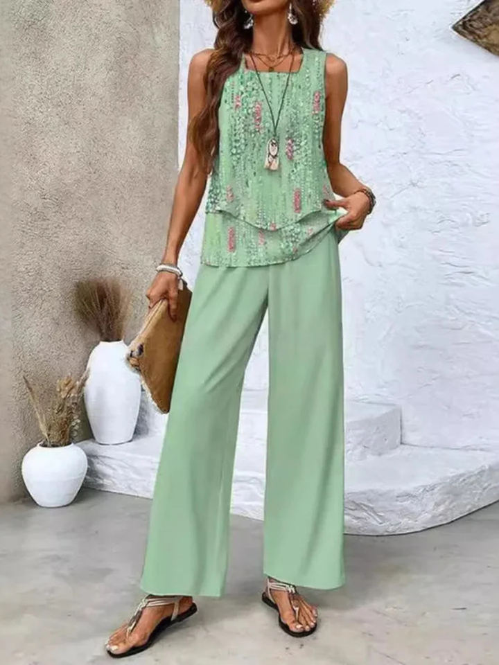 Ovelynra™ | Sleeveless Top and Wide Pants