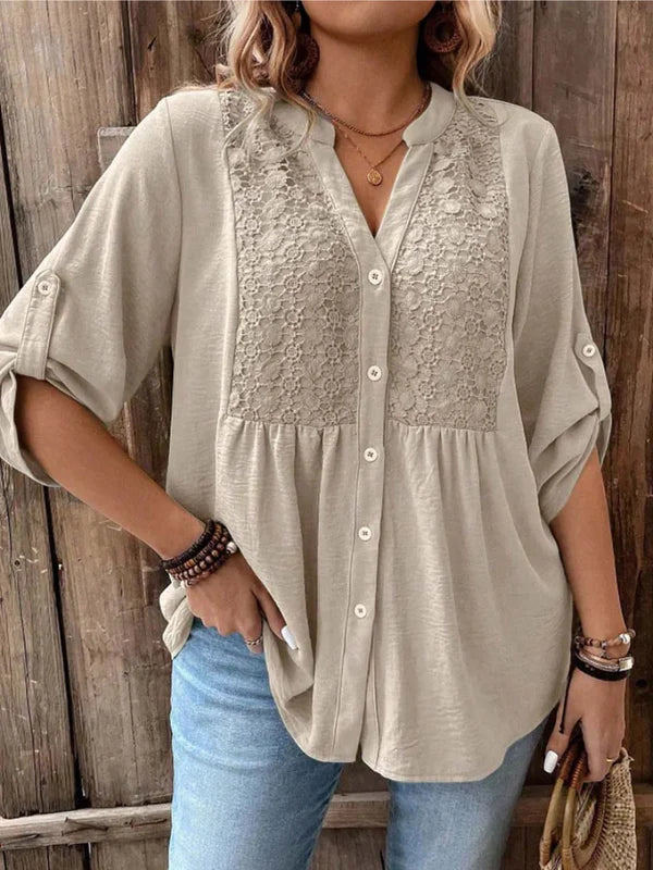 Winona™ | Elegant V-neck Buttoned Blouse
