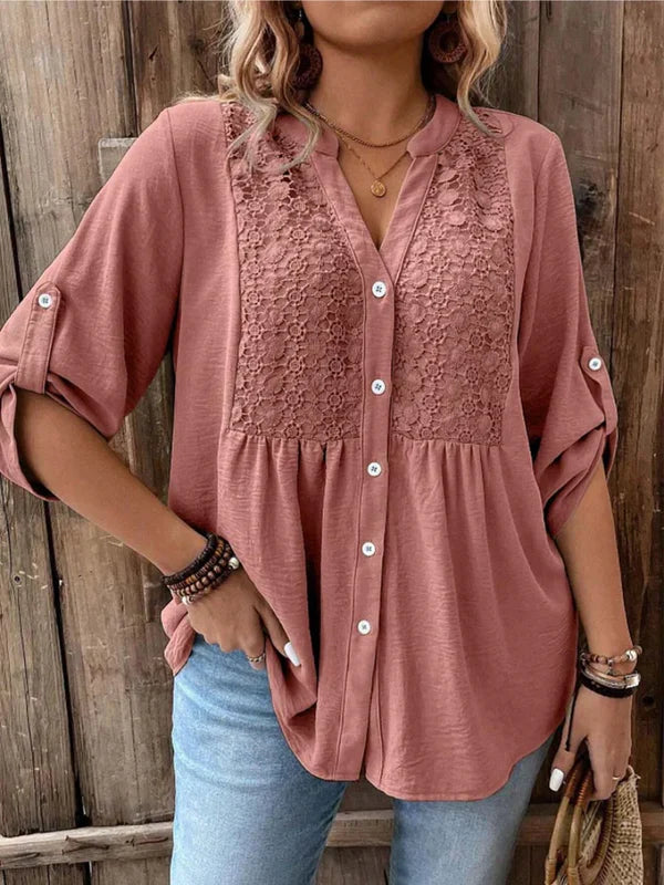Winona™ | Elegant V-neck Buttoned Blouse