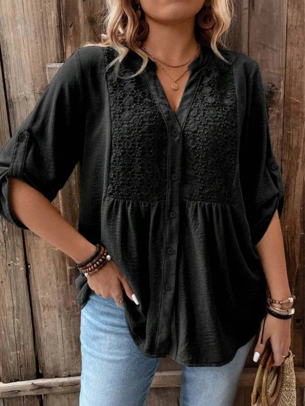Winona™ | Elegant V-neck Buttoned Blouse