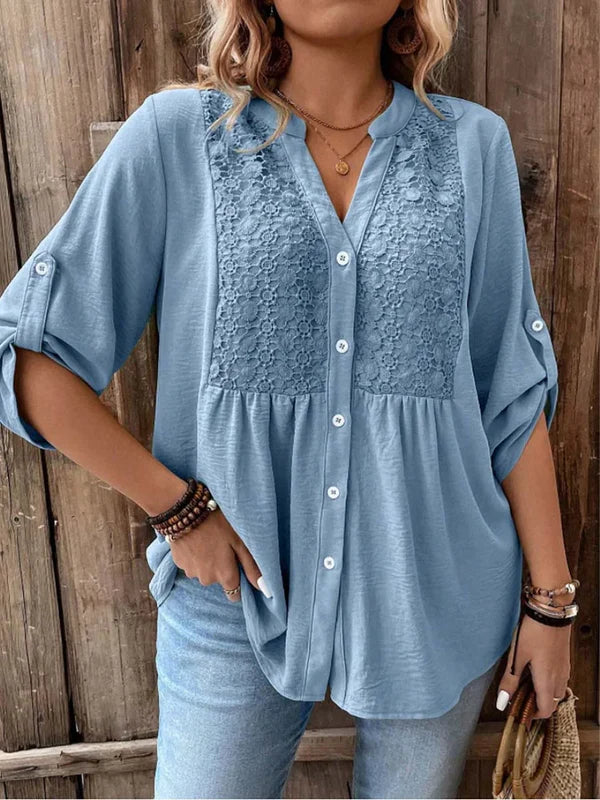 Winona™ | Elegant V-neck Buttoned Blouse