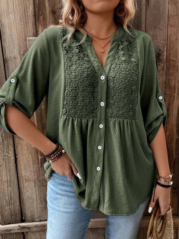 Winona™ | Elegant V-neck Buttoned Blouse