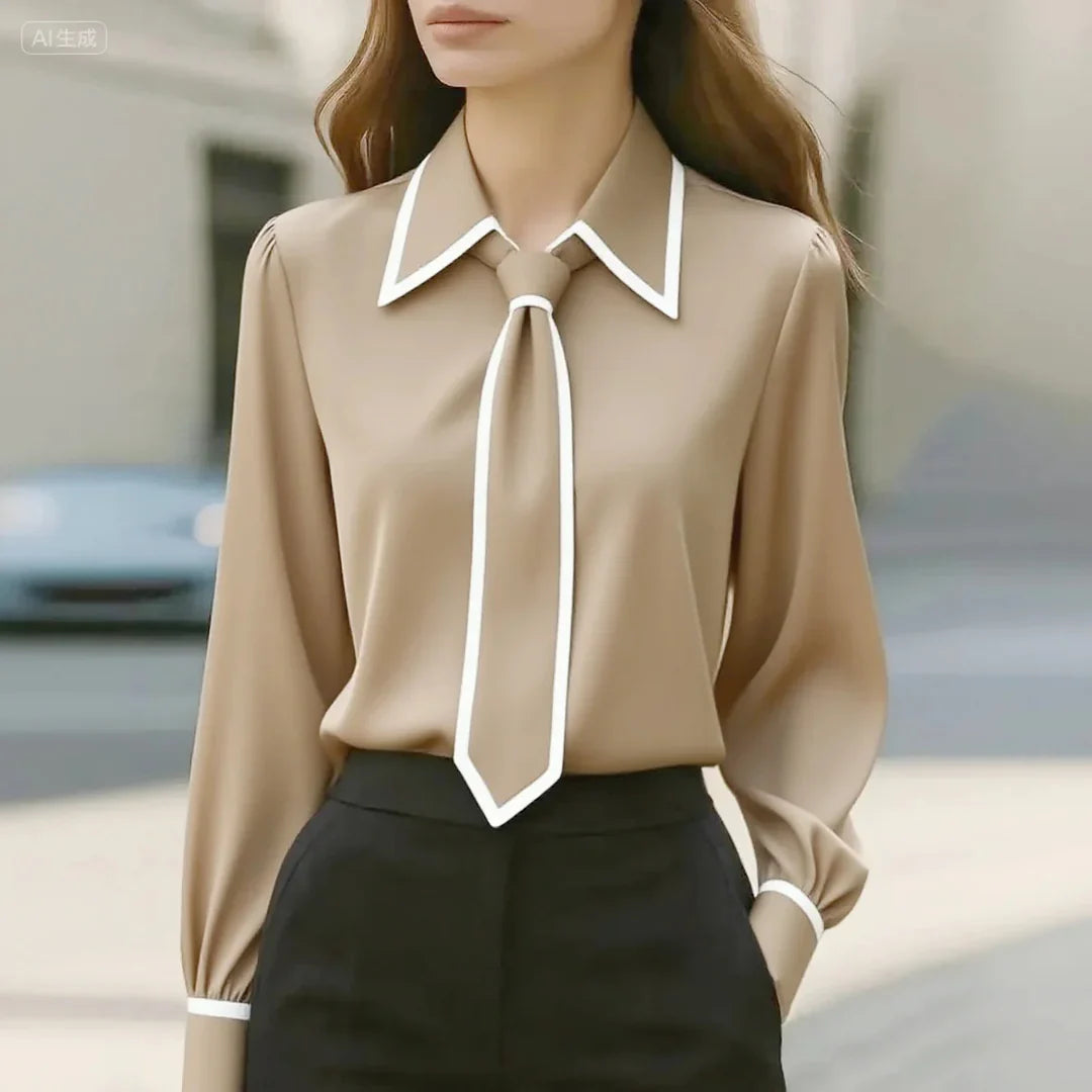Loranae™ | Tie-Neck Long Sleeve Blouse