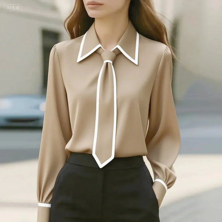 Loranae™ | Tie-Neck Long Sleeve Blouse