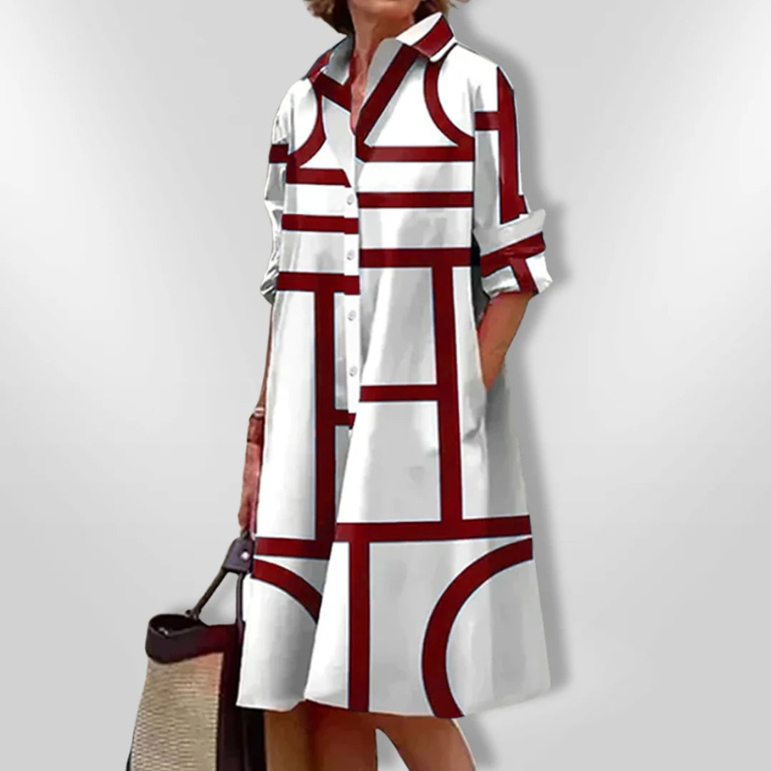 Roxanne™ | Modern Geometric Midi Dress
