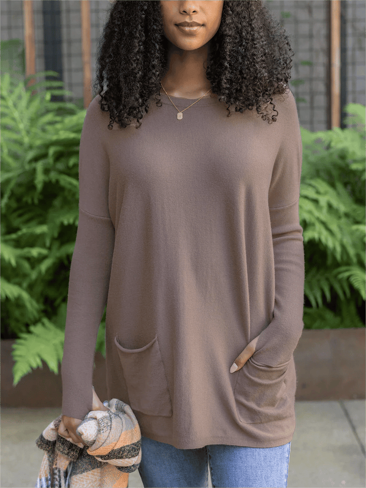 🎁Hot Sale 50% OFF⏳LONG SLEEVE THUMBHOLE SWEATER POCKET TUNIC