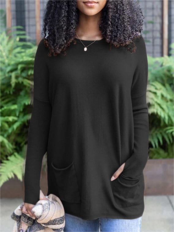 🎁Hot Sale 50% OFF⏳LONG SLEEVE THUMBHOLE SWEATER POCKET TUNIC