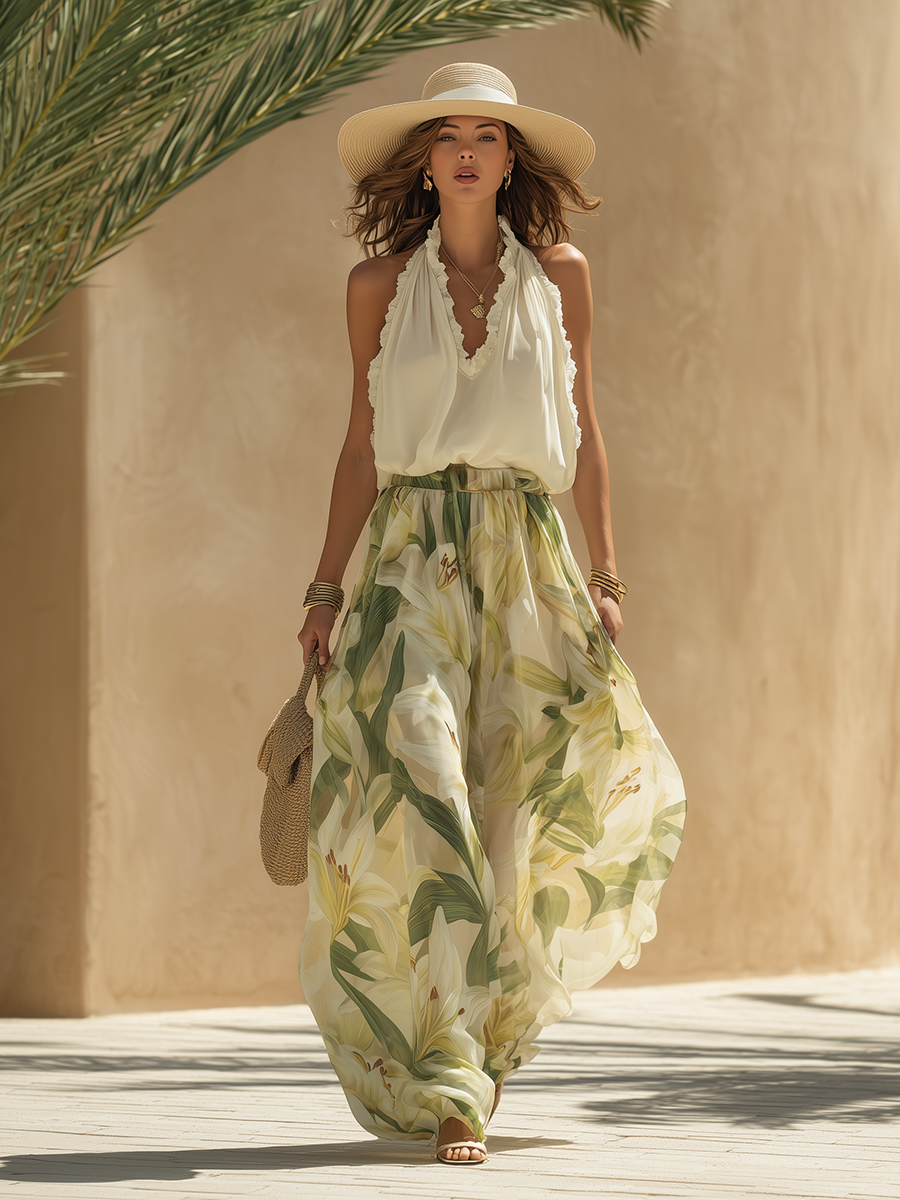 Lysandra | Elegant Lily-Print Fluid Set