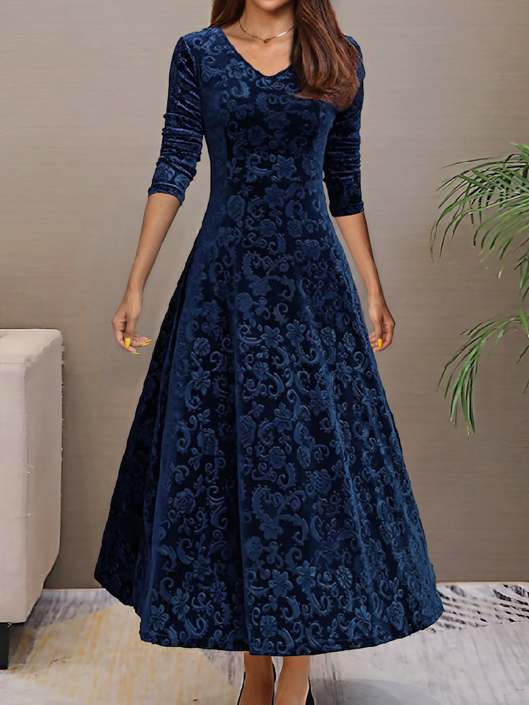 Elsynne™ | Velvet V-neck Dress